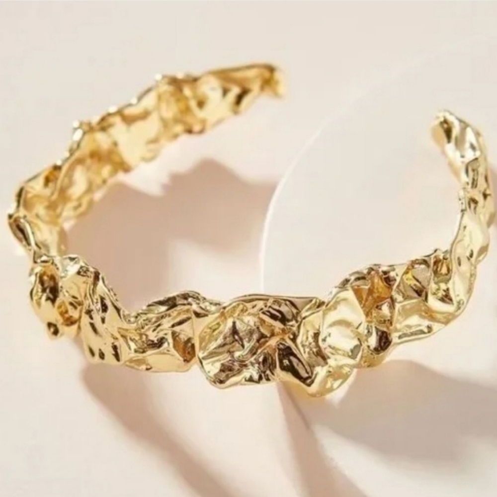 Amber Sceats/Anthropologie Emery Cuff Bracelet 24K Gold Plated - Picture 1 of 7
